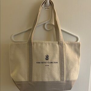 The Ritz Carlton Beige and Gray Tote/Canvas Bag